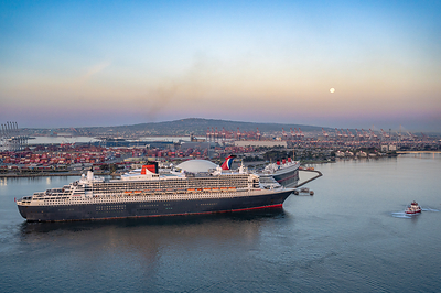 Cunard's Flagship Queen Mary 2 Reunites with Her Legendary Namesake, The Queen Mary for the First Time in 20 Years (PRNewsfoto/Cunard)