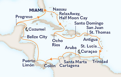 Zuiderdam will sail roundtrip from Miami, Florida.