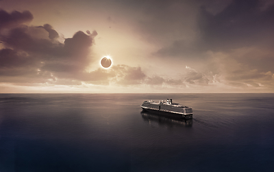 Guests at sea have a greater opportunity to witness an eclipse in the clear because the ship can attempt to position itself away from cloud cover.