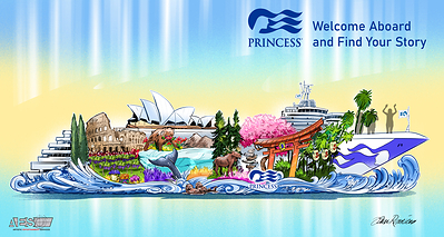 A rendering of Princess Cruises’ 2027 Rose Parade float.