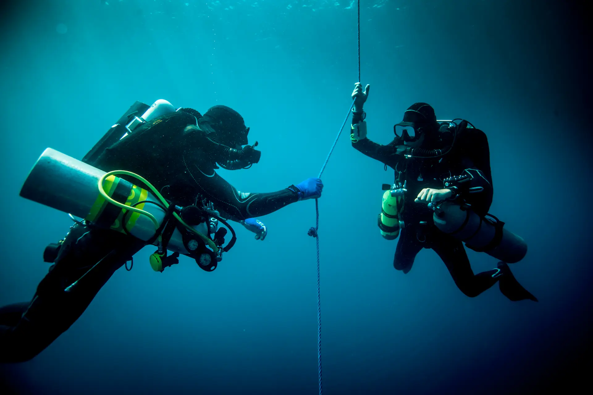 Underwater view of two
